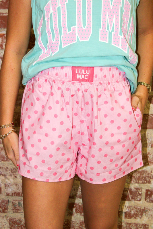 Lulu Mac Light Pink/ Pink Polka Dot Boxer Shorts Girlie Girl Originals