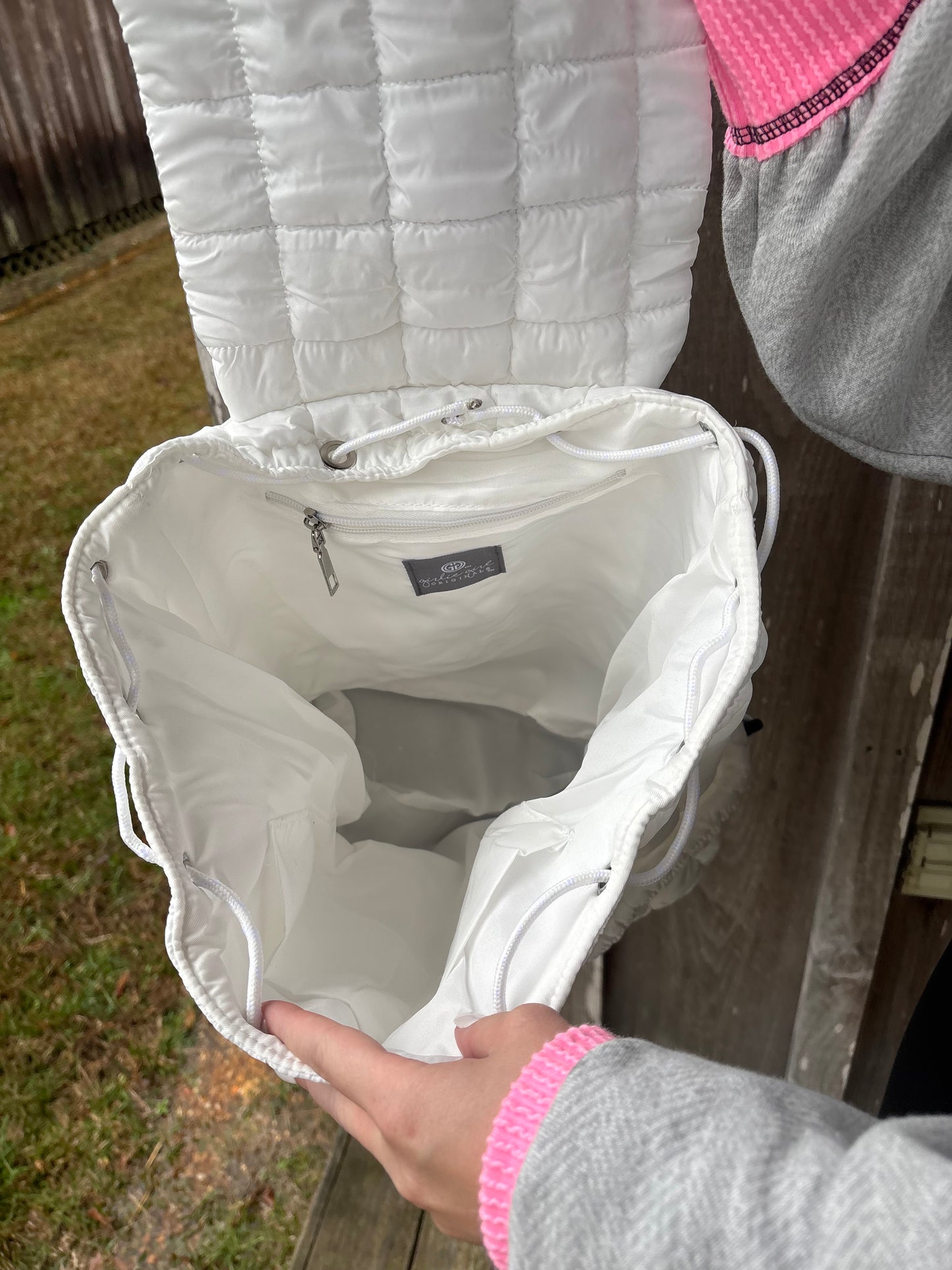 Girlie Girl Puffer Quilted Backpack White