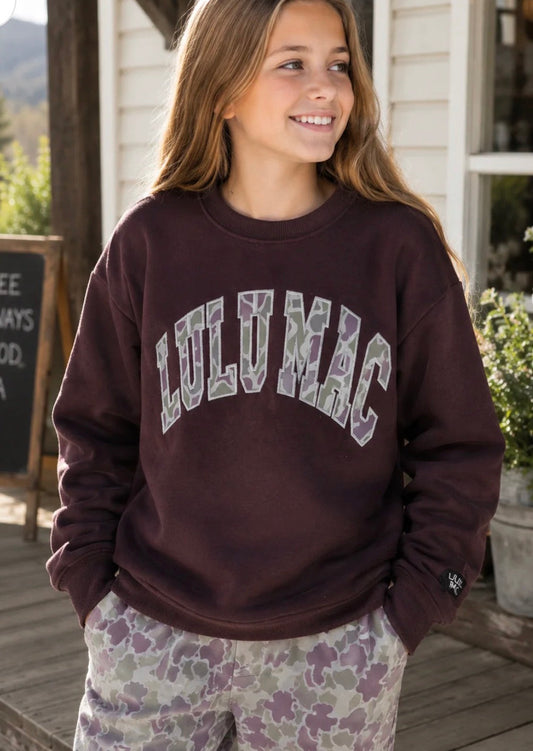 Lulu Mac Youth Camo Light Brown Sweatshirt SOUTHERN SUNDROP BOUTIQUE