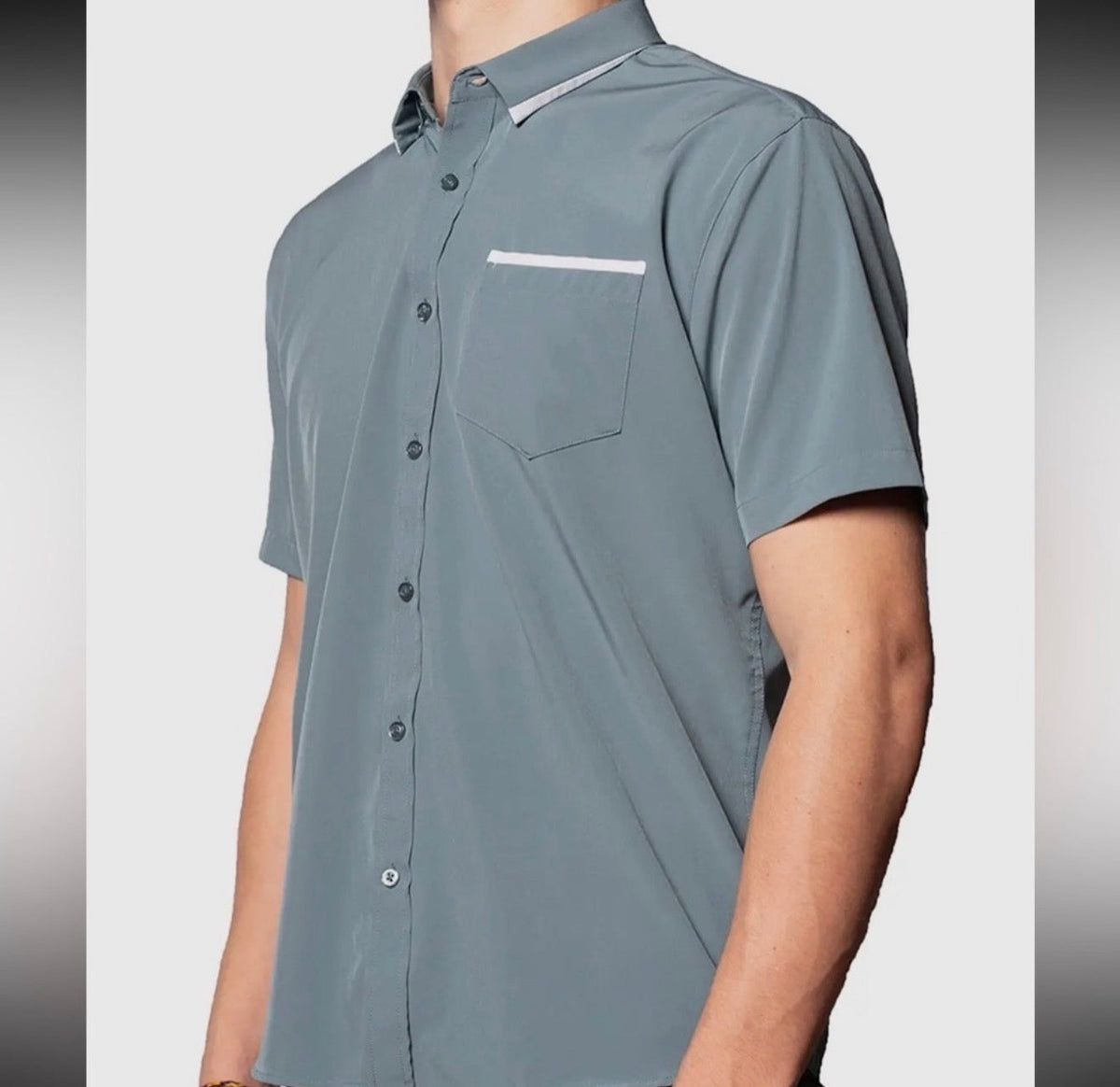 SpearPoint Collared Smooth Short Sleeve Button-Up Top SpearPoint Apparel