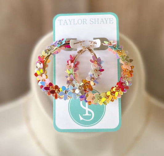 Taylor Shaye Lily Rainbow Flower Hoop Earrings Taylor Shaye Designs