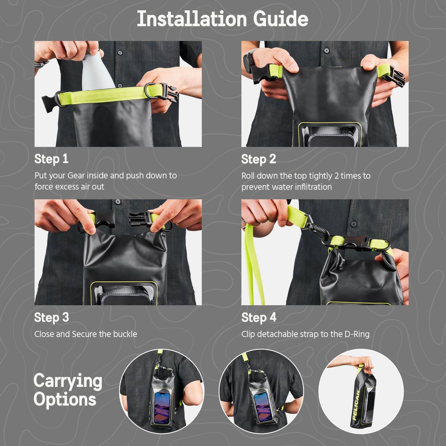 Case-Mate - Pelican Marine Water Resistant Dry Bag (Black/Hi Vis Yellow) - Phone Pouch: Black/Hi Vis Yellow Case-Mate