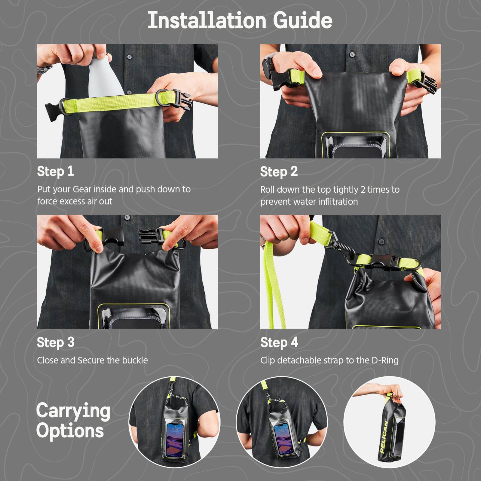 Case-Mate - Pelican Marine Water Resistant Dry Bag (Black/Hi Vis Yellow) - Phone Pouch: Black/Hi Vis Yellow Case-Mate