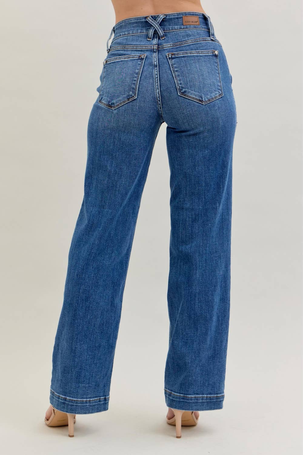 Judy Blue Jeans - HW Double Button Wide Leg: MD / 5(27) Judy Blue Jeans