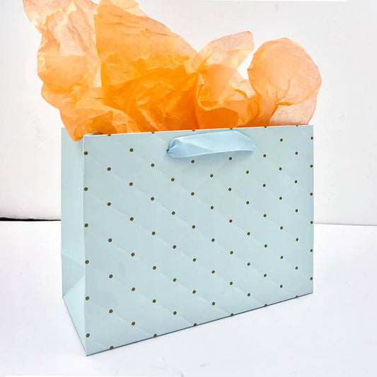 ByHome - 12pcs, tiffany blue dot wavy surface gift bag w/ tissue: Small ByHome