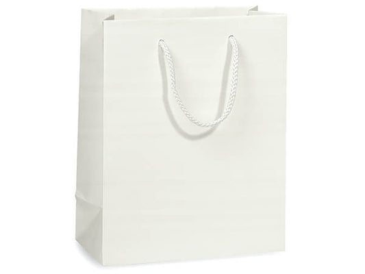 Nashville Wraps - Matte Paper Cord Handle Gift Bags: White Matte / 10 Pack / Cub 8x4x10" Nashville Wraps