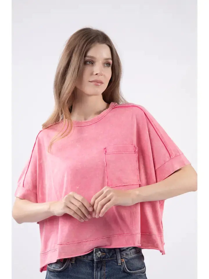 Oversized Washed Crop Knit Top VERY J / LOVE RICHE