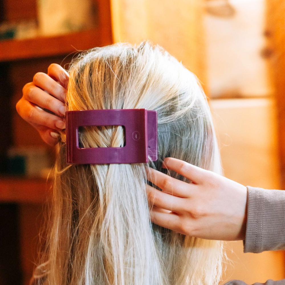 TELETIES - Mulberry Medium Flat Rectangle Hair Clip TELETIES