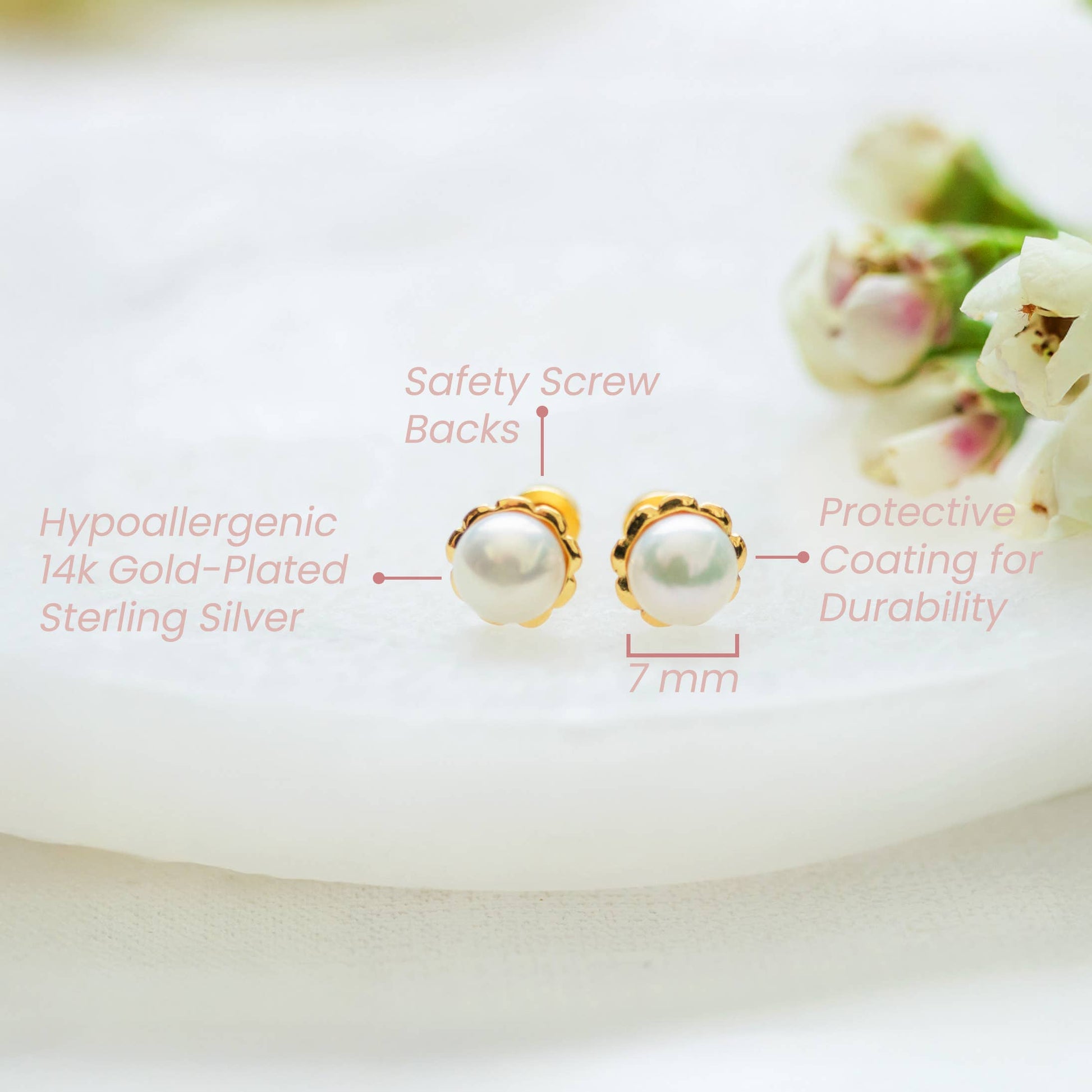 Cherished Moments - Girls 14K Gold-Plated Pearl Screw Back Earrings for Toddlers Cherished Moments