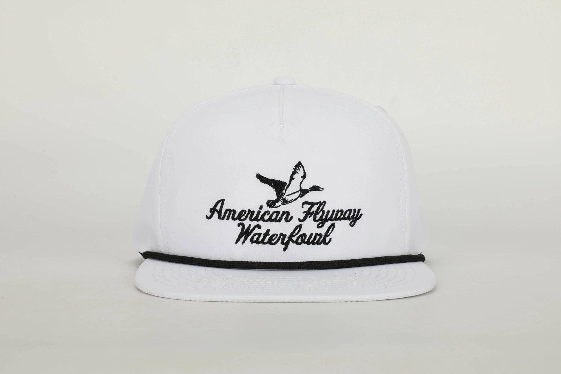American Flyway Waterfowl - Throwback Vintage Rope Hat White with Black Rope American Flyway Waterfowl