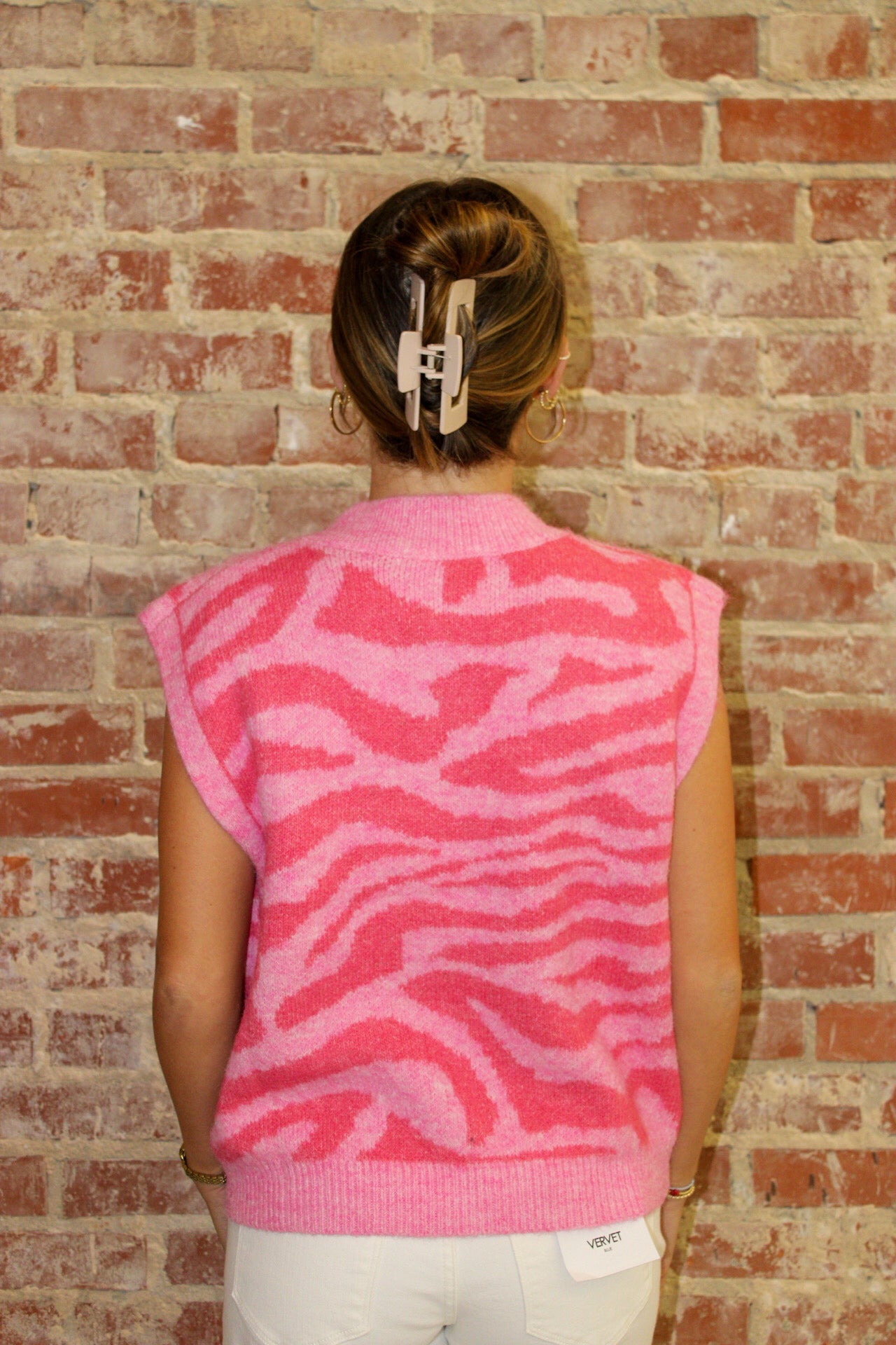 &MERCI PINK TIGER STRIPE KNIT SWEATER VEST &MERCI