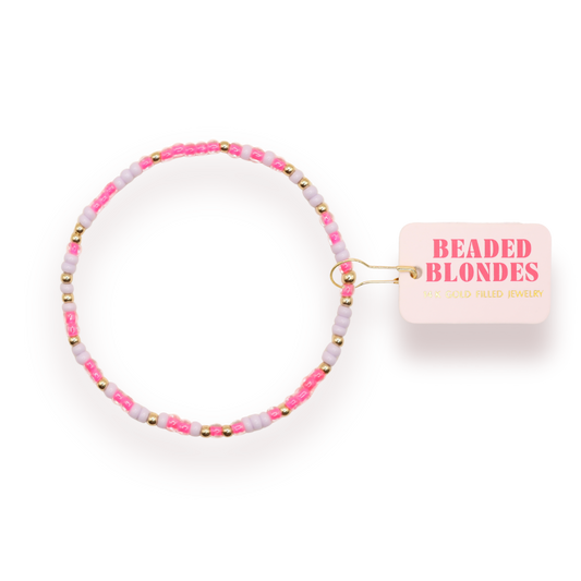 Beaded Blondes - Hot Pink & Lilac Sprinkle Bracelet: Petite 6.25 inch Beaded Blondes