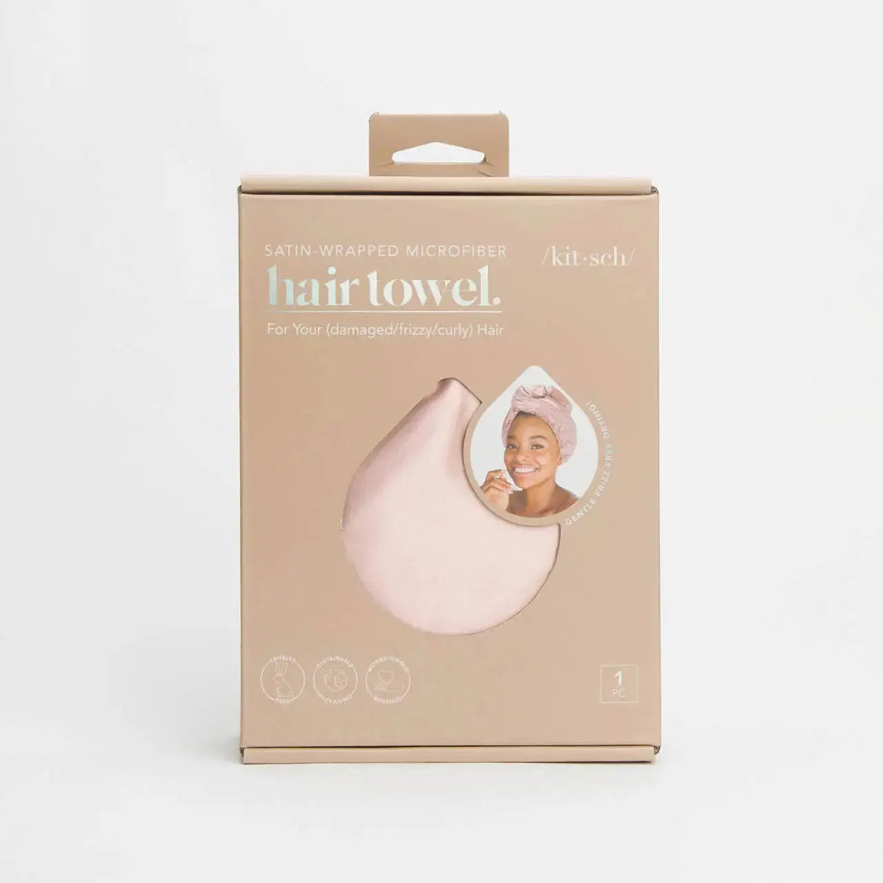 Satin-Wrapped Hair Towel - Blush KITSCH