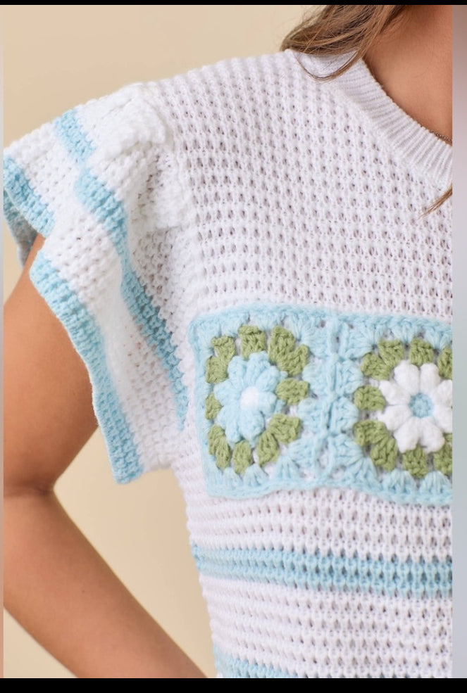 Women’s Ruffle Sleeve Sweater Knit Top Main Strip