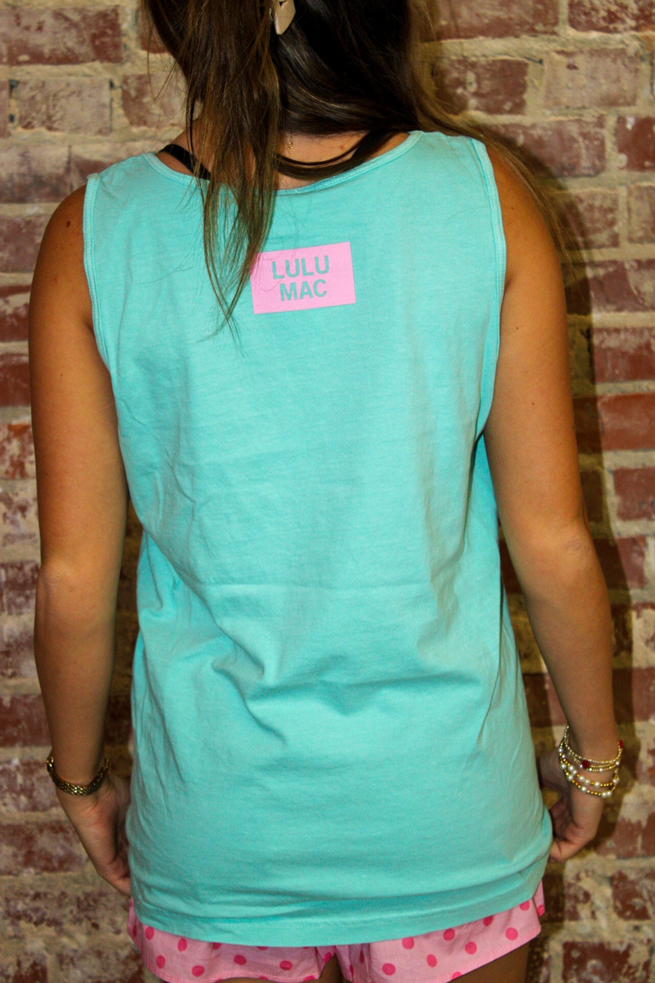 Lulu Mac Polka Dot Adult Chalky Mint Comfort Colors Tank Top Girlie Girl Originals