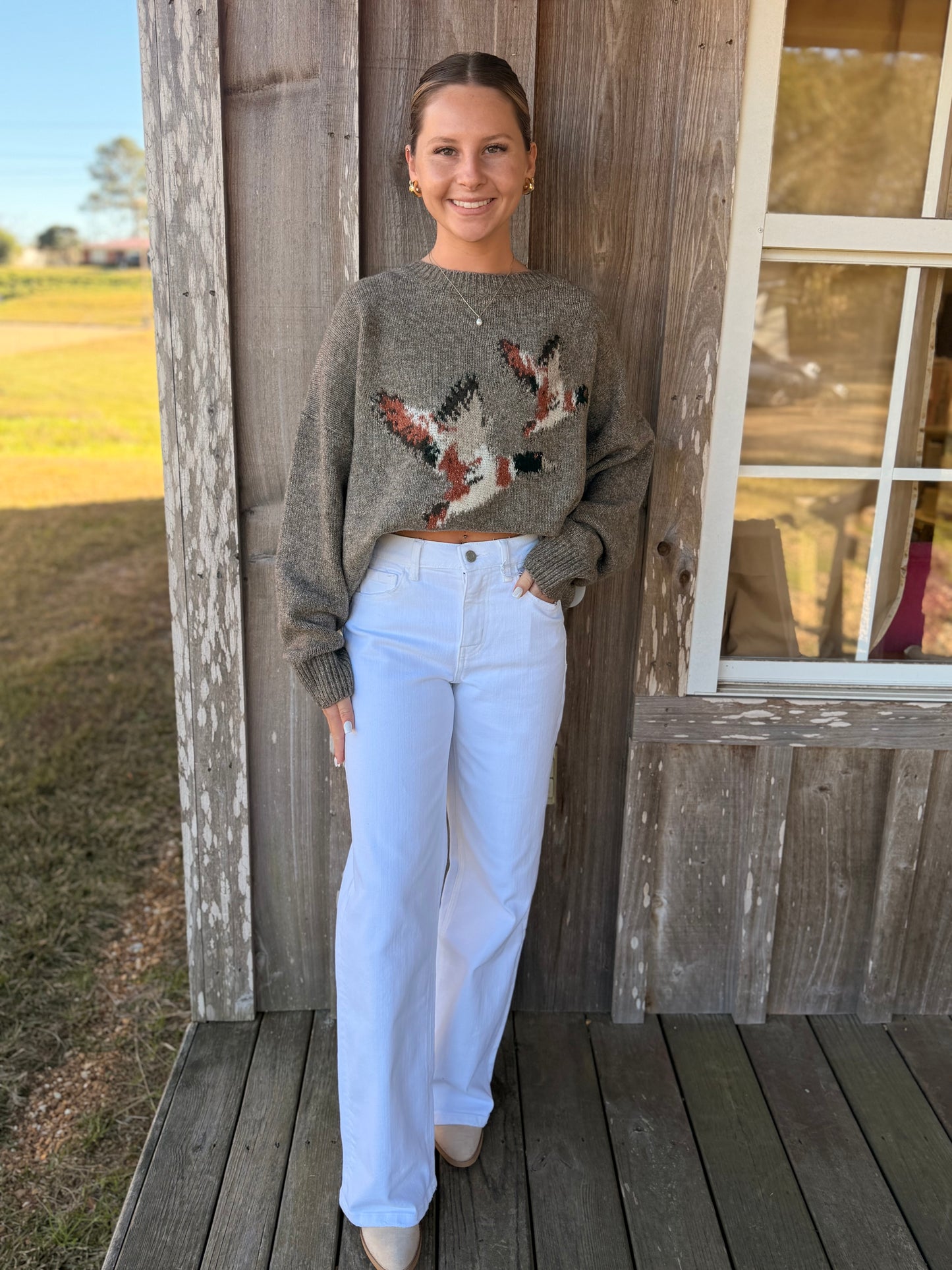 Bailey Rose Cream Flying Duck Knit Sweater