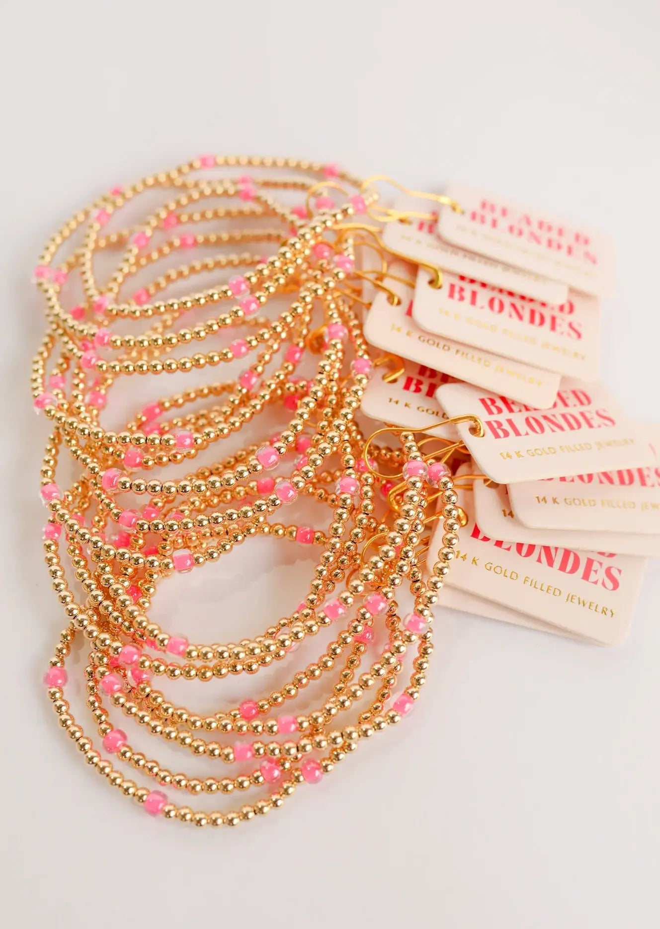 Beaded Blondes - Hot Pink Poppi Bracelet: Petite 6.25 inch Beaded Blondes