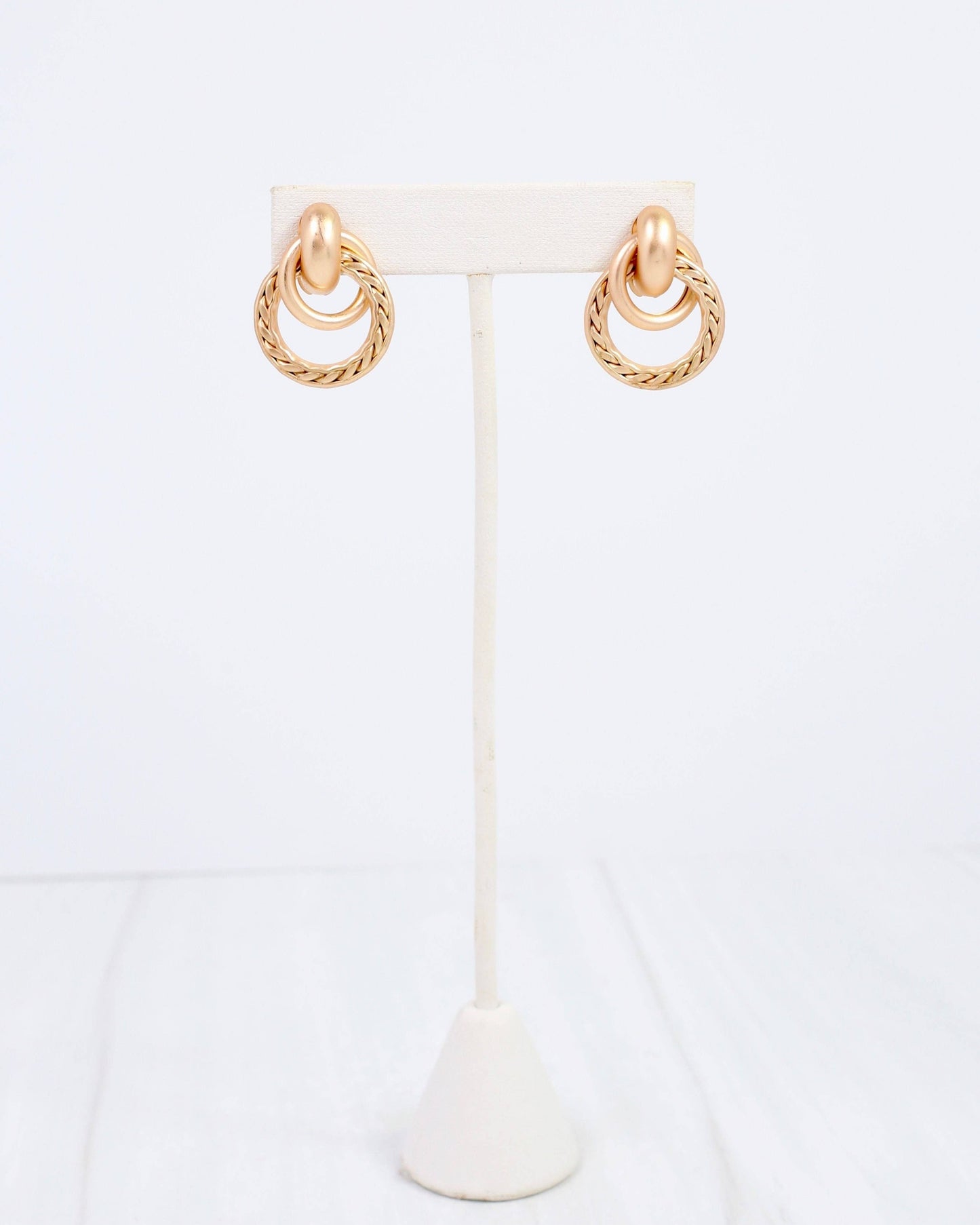 Caroline Hill - Coosa Twisted Double Loop Earring Matte Gold: Default Caroline Hill