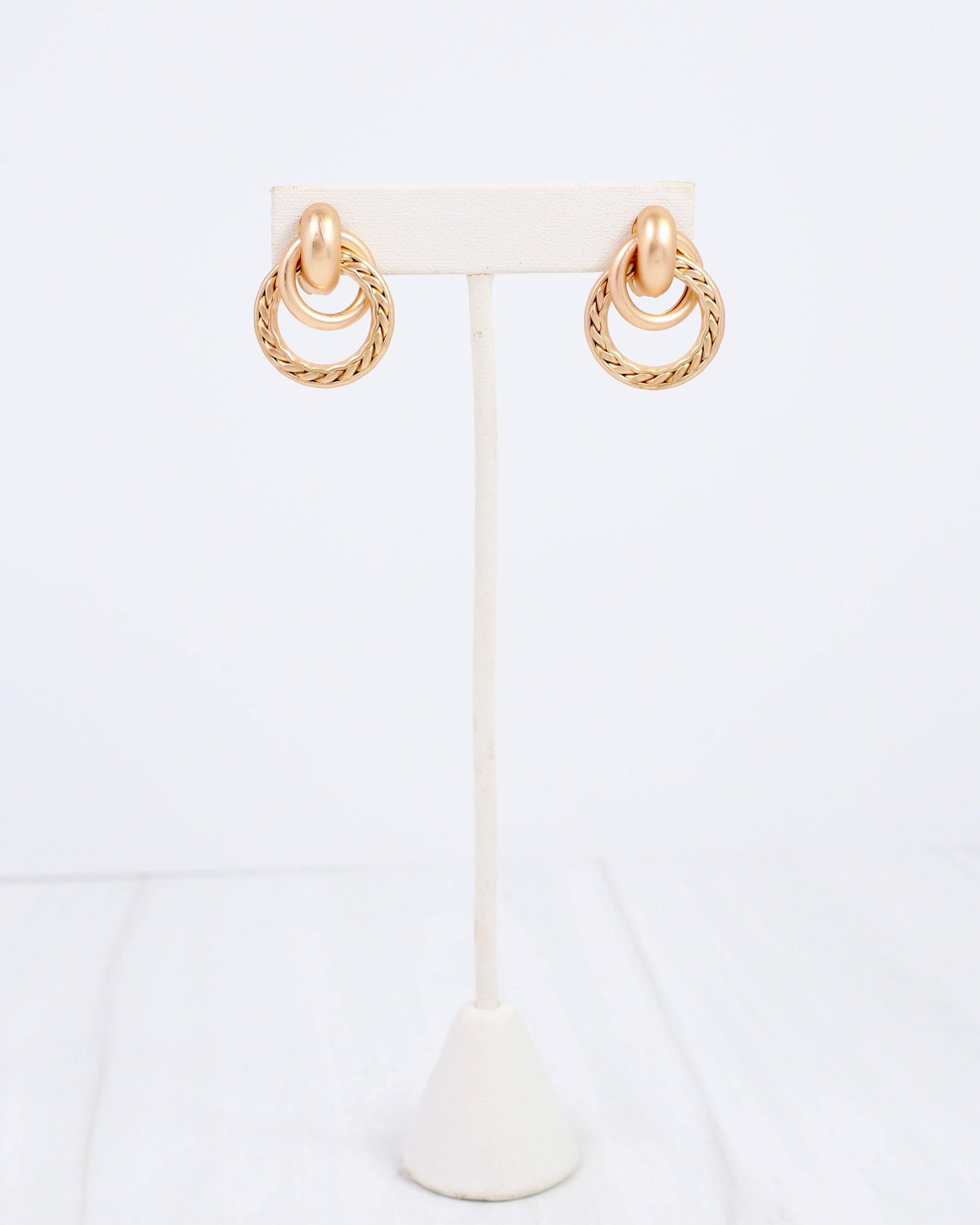 Caroline Hill - Coosa Twisted Double Loop Earring Matte Gold: Default Caroline Hill