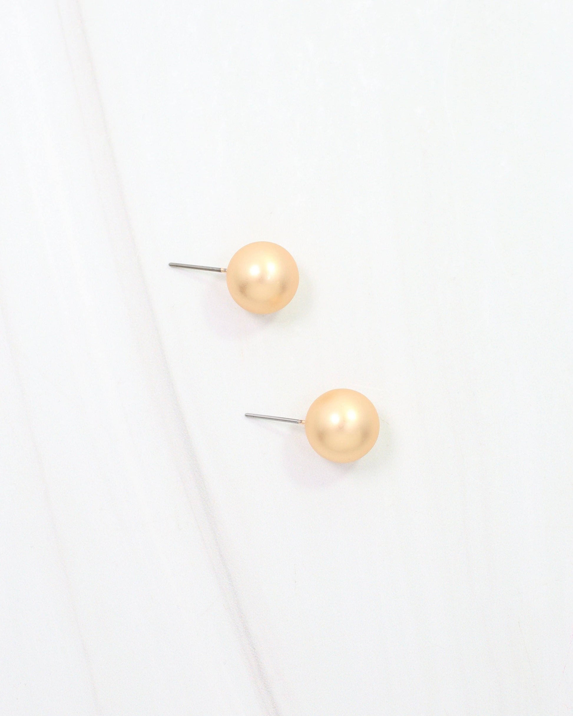 Caroline Hill - Bailey Medium Ball Earring WR Worn Gold: Default Caroline Hill