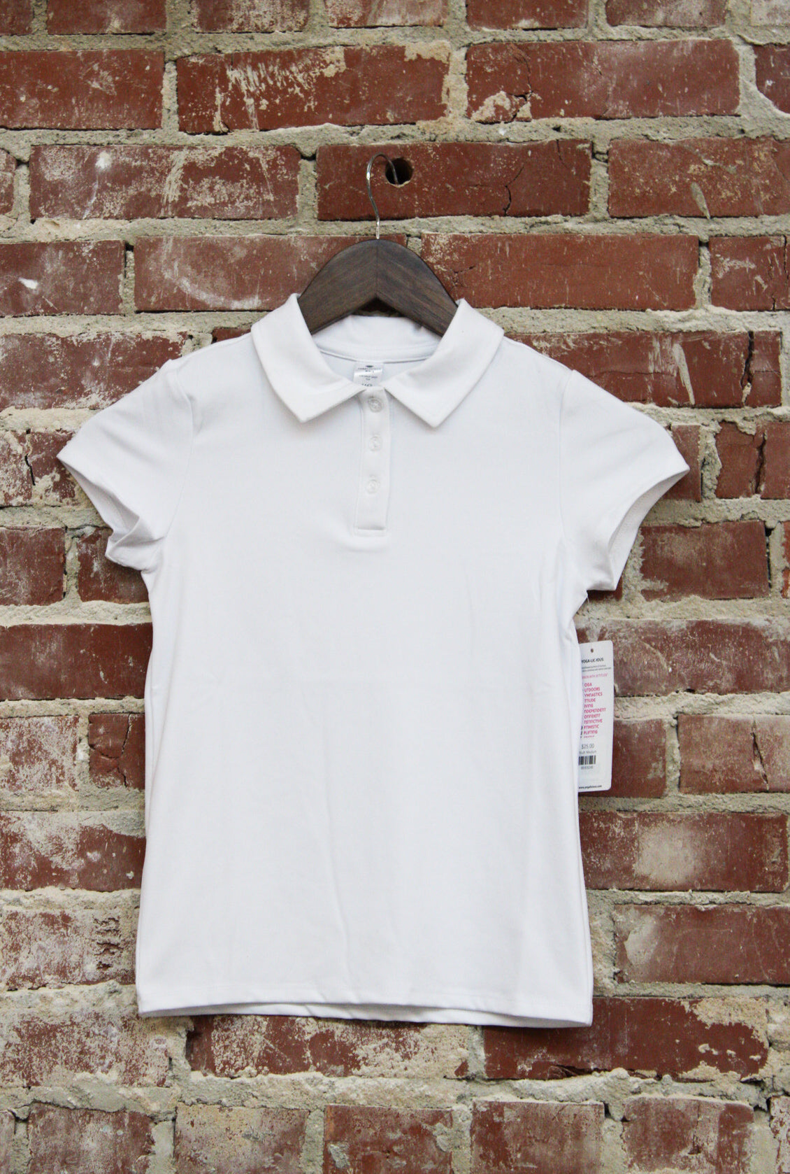 Yogalicious Tween Girls White Lux Short sleeve Polo Top 90 Degree by Reflex & Yogalicious