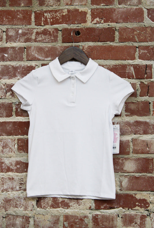 Yogalicious Tween Girls White Lux Short sleeve Polo Top 90 Degree by Reflex & Yogalicious