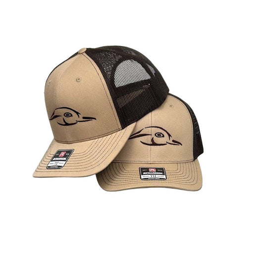 American Flyway Waterfowl - 112 Khaki / Coffee Duck Logo Trucker American Flyway Waterfowl