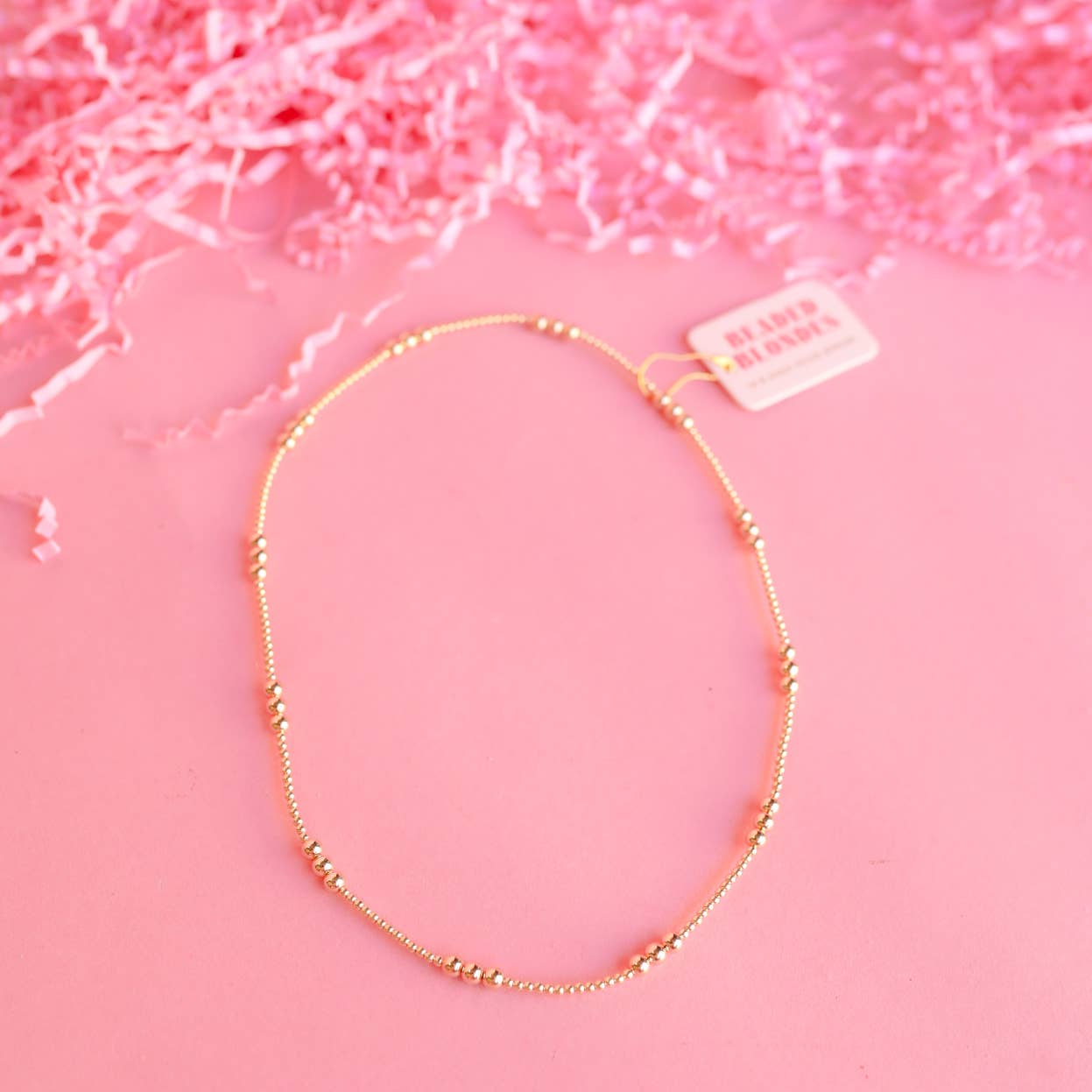 Beaded Blondes - ILY Necklace in Gold: 16 inch / Stretch (No Clasp) Beaded Blondes