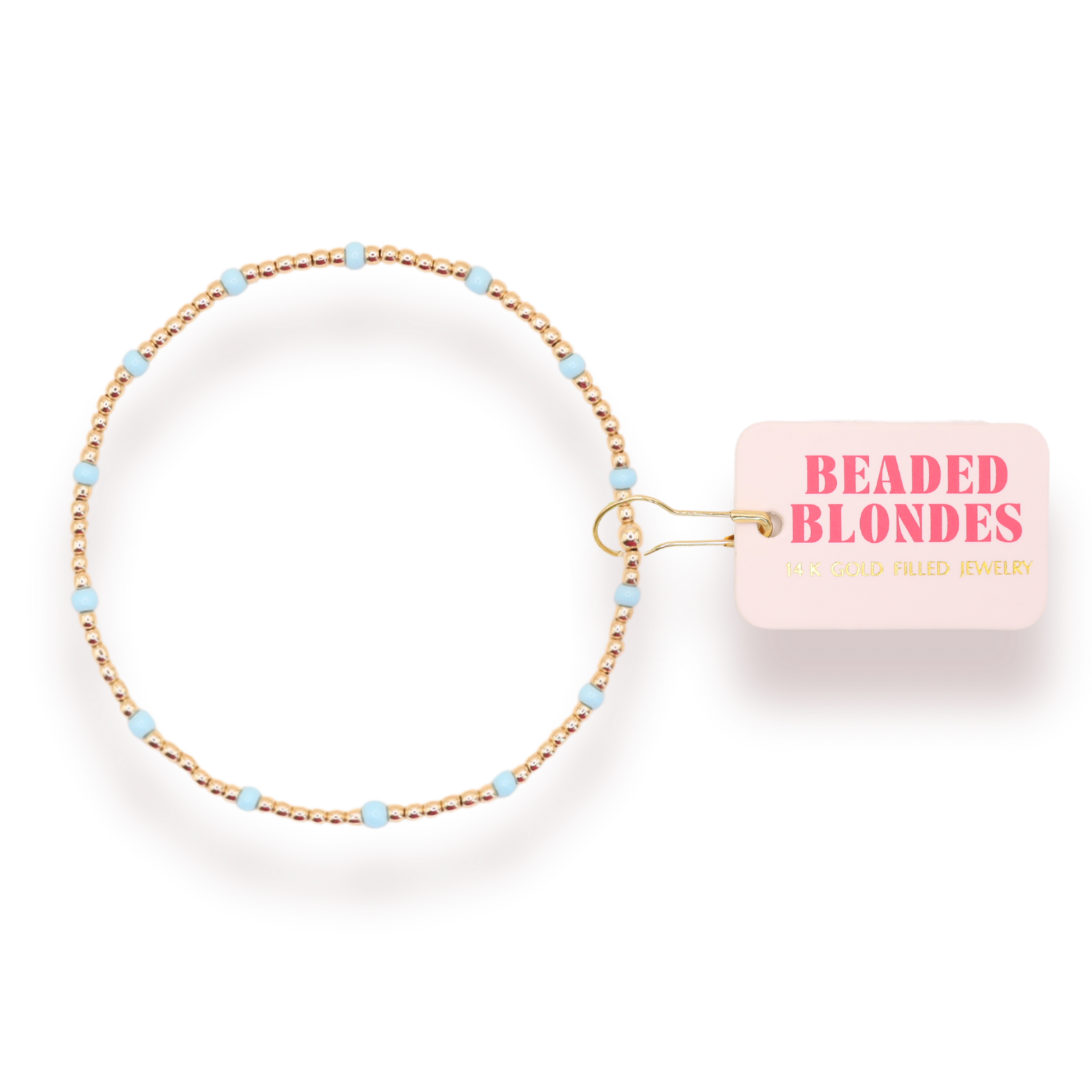 Beaded Blondes - Powder Blue Dainty Poppi Bracelet: Gold / Petite 6.25 inch Beaded Blondes