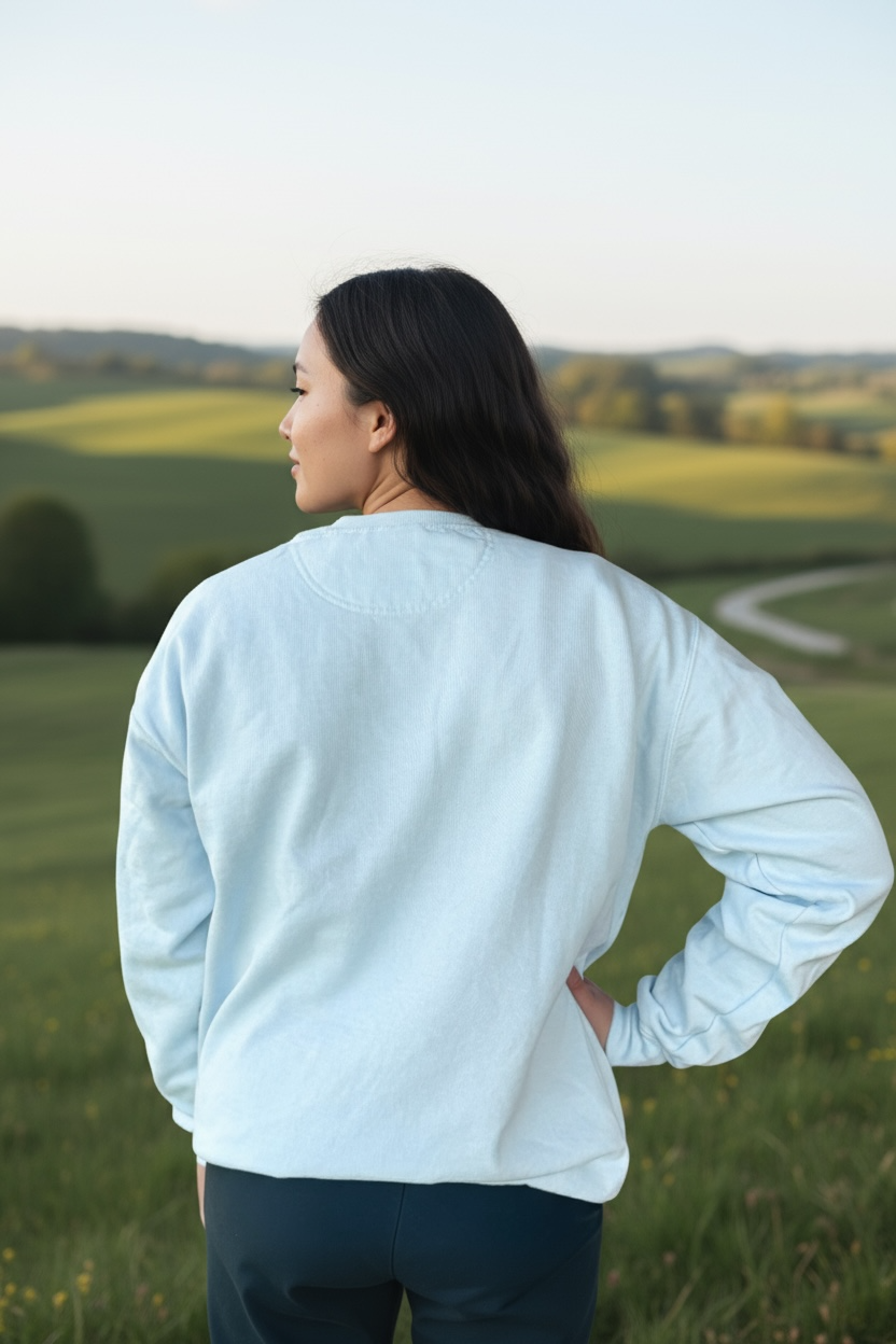 Christmas Bow Birth of Jesus Light Blue Sweatshirt SOUTHERN SUNDROP BOUTIQUE
