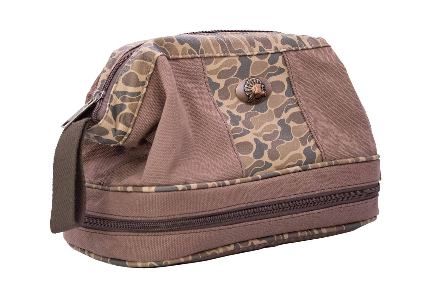 Zep-Pro - Turkey Brown Waxed Canvas Old School Camo Men's Toiletry Dopp Bag.: Brown/Tan Zep-Pro