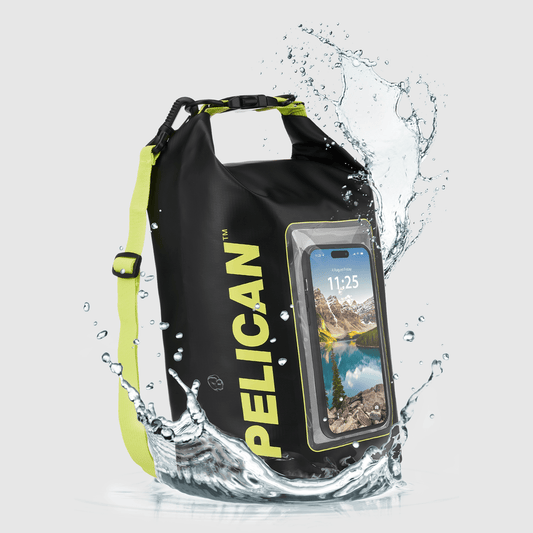 Case-Mate - Pelican Marine Waterproof 5L Dry Bag (Black/ Hi Vis Yellow) - Phone Pouch: Black/Hi Vis Yellow Case-Mate