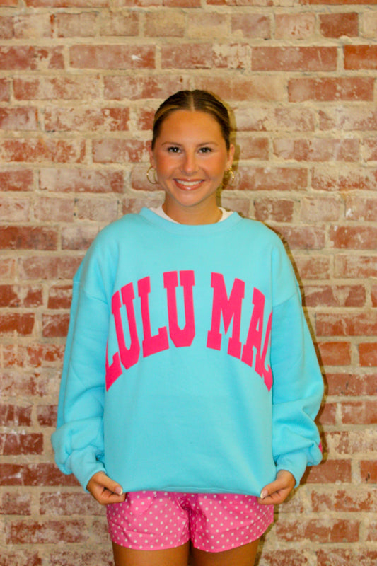 Lulu Mac Blue And Hot Pink Puff Sweater Top Girlie Girl Originals