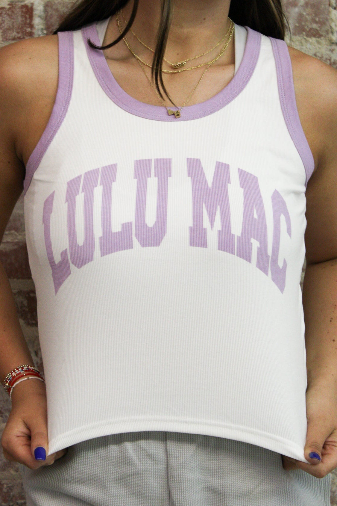 Lulu Mac Lavender Lettering Tank Top Girlie Girl Originals