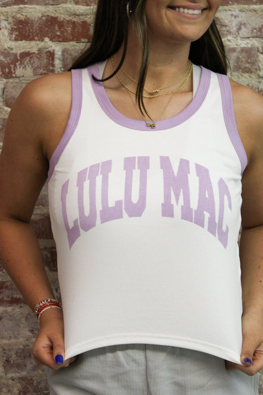 Lulu Mac Lavender Lettering Tank Top Girlie Girl Originals