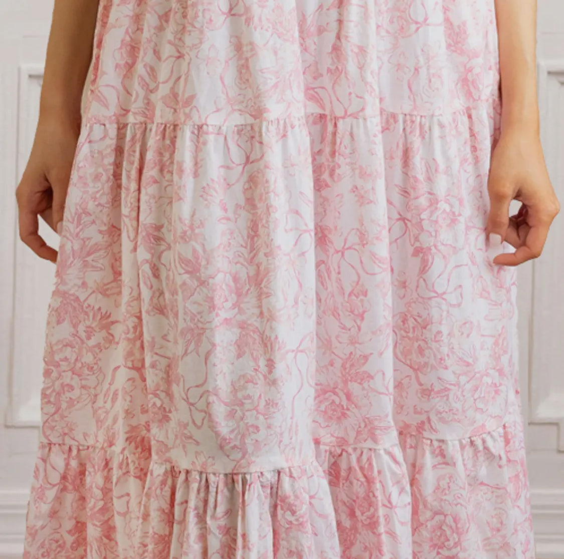 8 Oak Lane Pink Bow Toile Smocked Flutter Sleeve Dress 8 Oak Lane