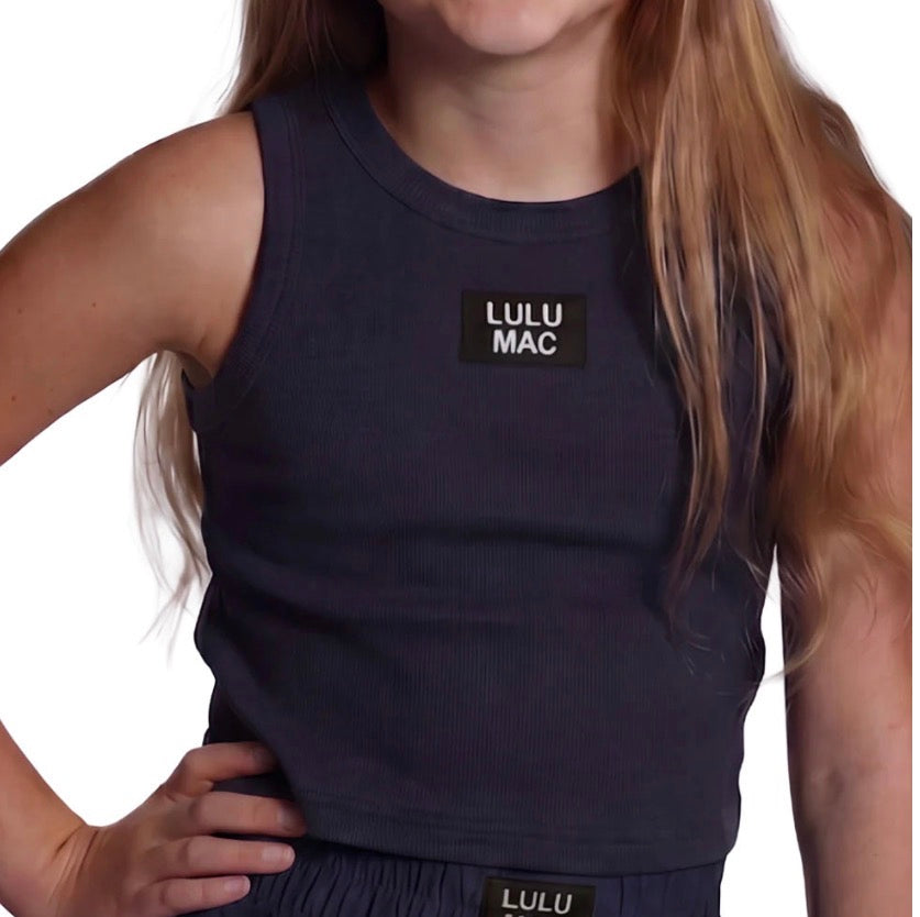 Lulu Mac Navy Youth Solid Tank Top Girlie Girl Originals