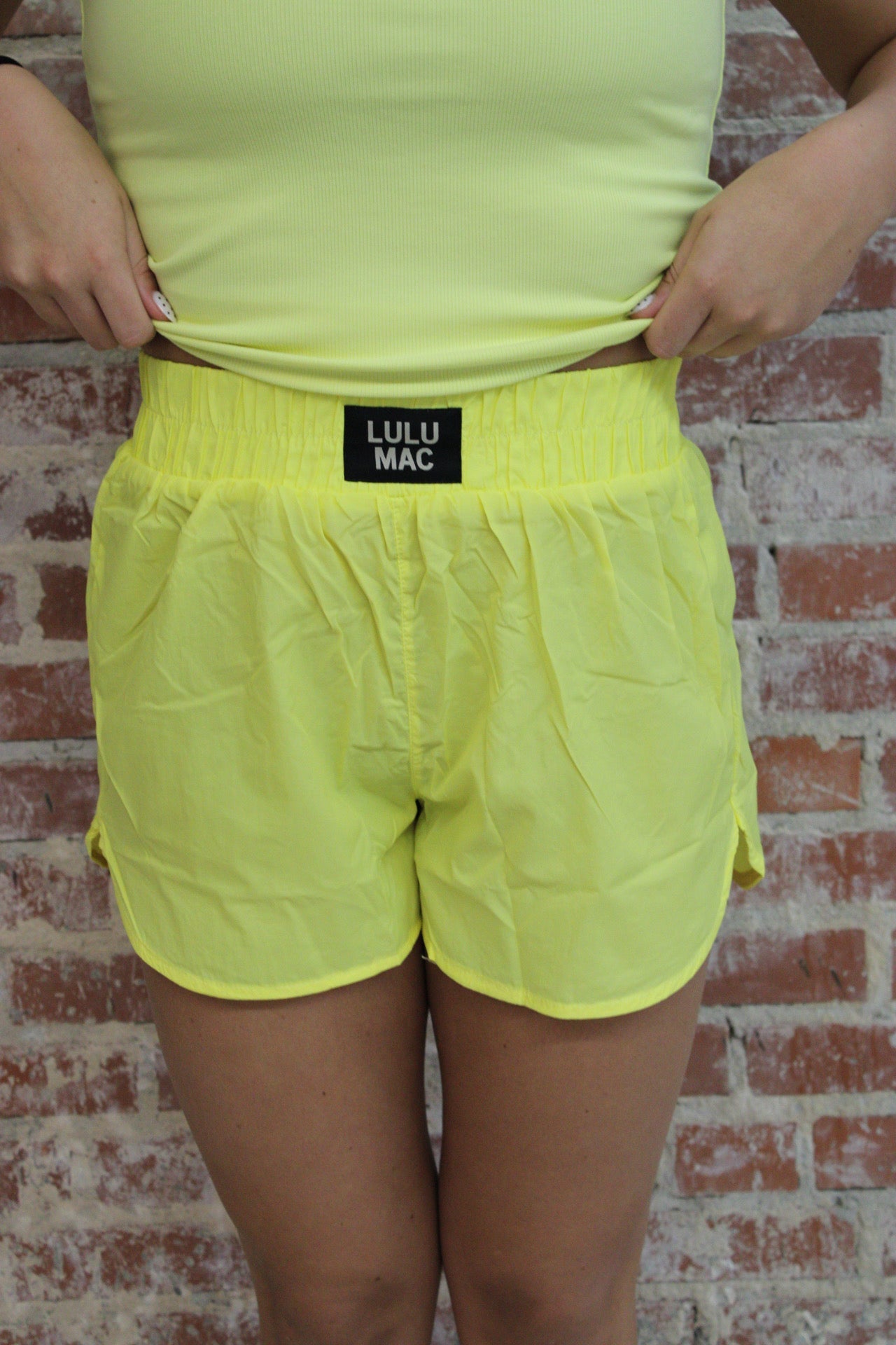 Lulu Mac Neon Yellow DD Athletic Shorts Girlie Girl Originals