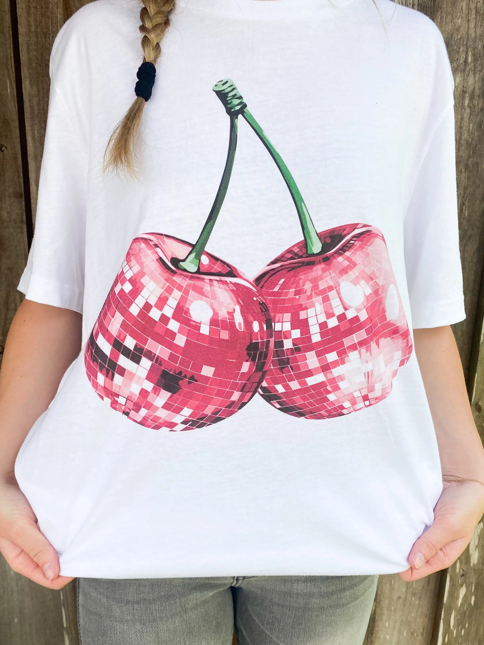 Disco Ball Cherries - Retro Oversized Tee GOLDEN ROSE CO