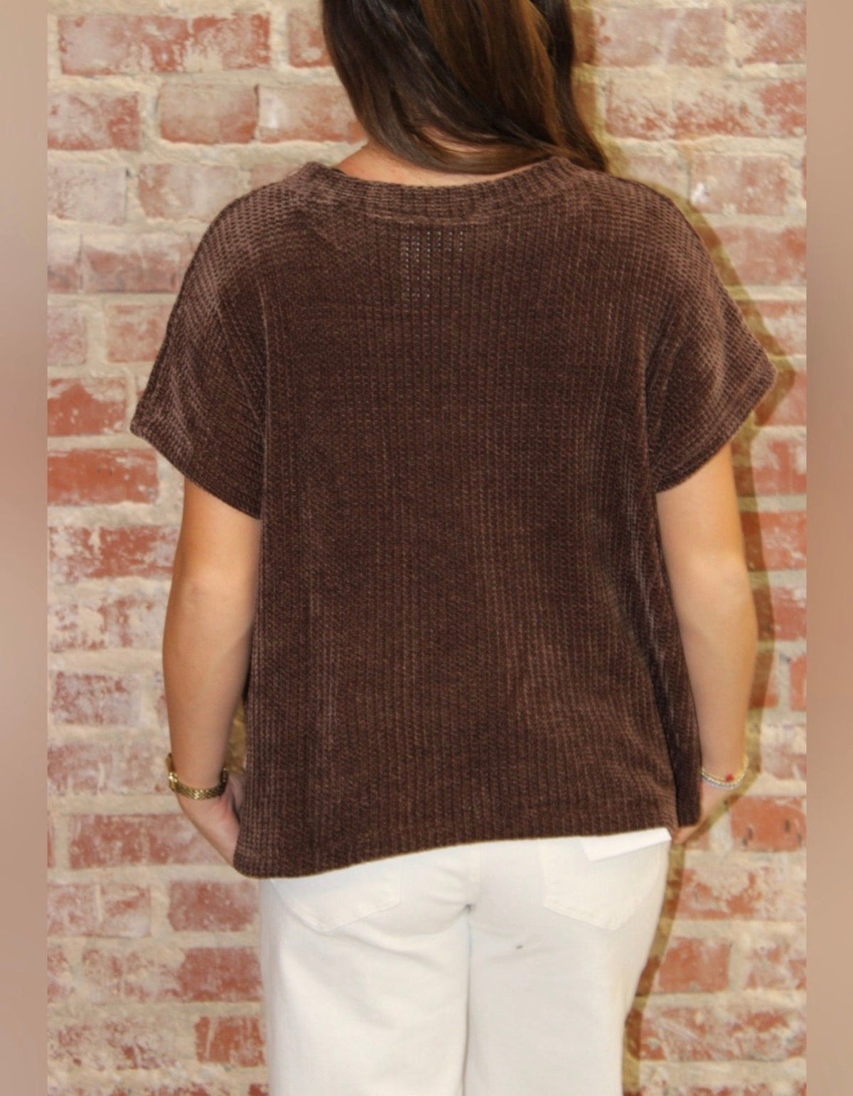 Vanilla Monkey - Chenille Waffle Cap Sleeve Sweater: ASH MOCHA / 2-2-2(S-M-L) Vanilla Monkey