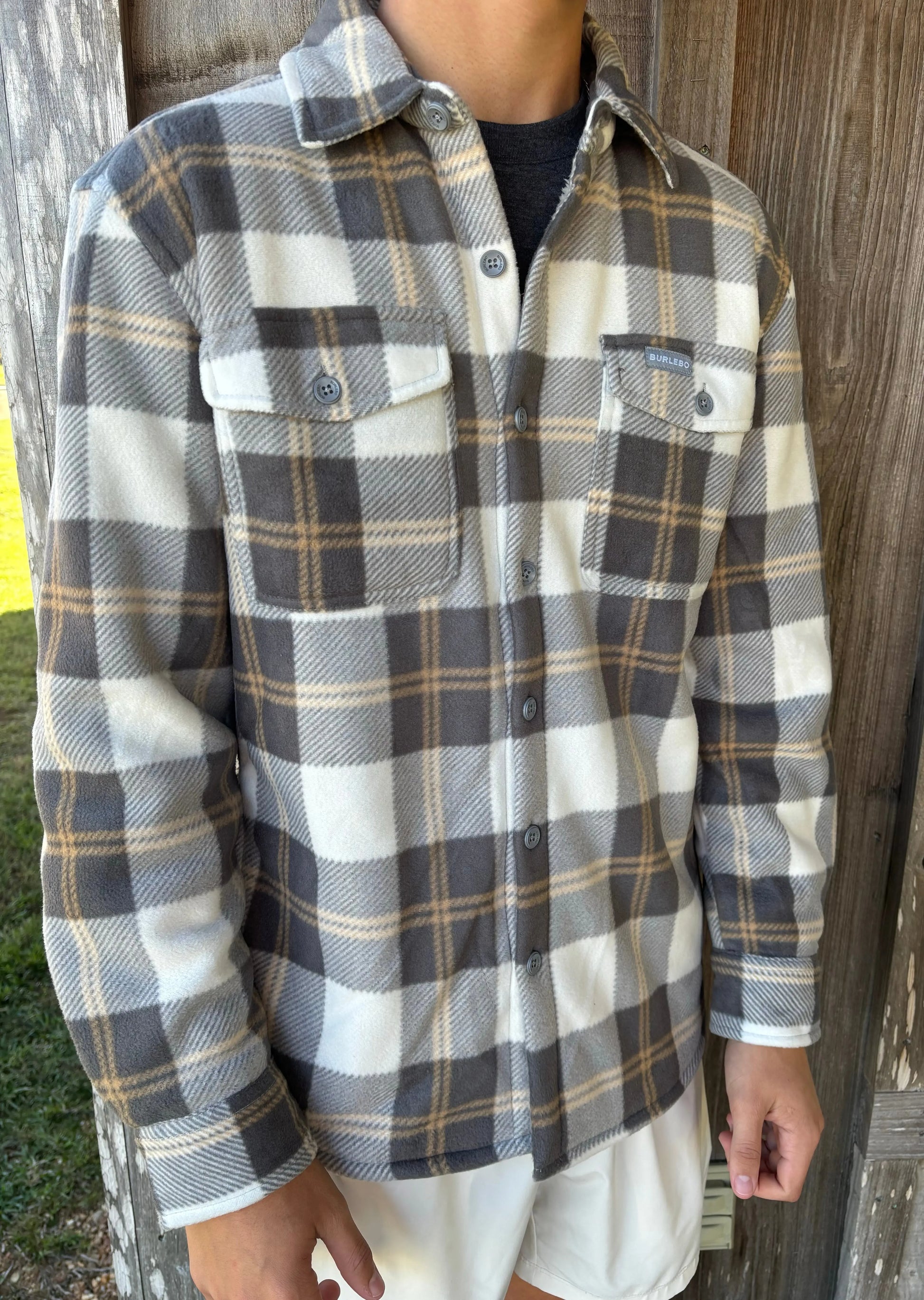 Shacket Coyote Plaid Button Down Shirt BURLEBO