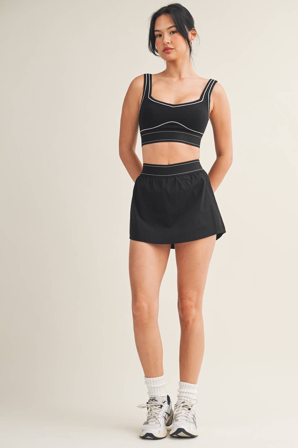 KIMBERLY C - Lightweight Skort with Elastic Waistband: Black / M KIMBERLY C