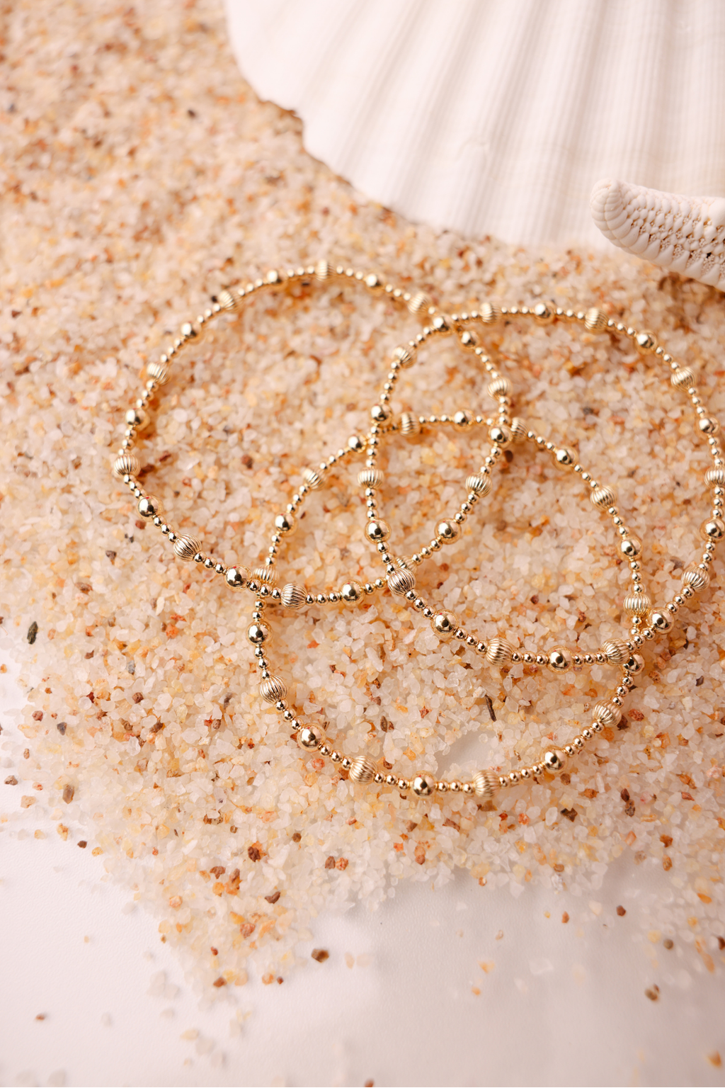 Beaded Blondes - Palmer Fluted Bracelet in Gold: Petite 6.25 Inch Beaded Blondes
