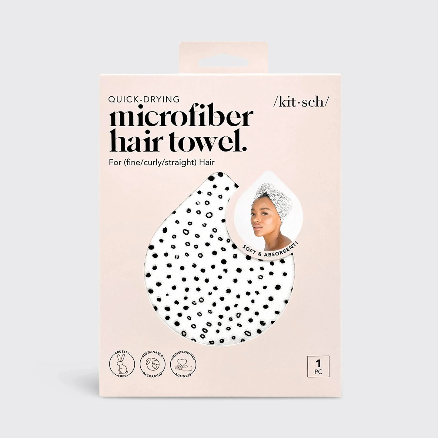 Highly absorbent Quick Microfiber Dry Hair Towel - Micro Dot KITSCH