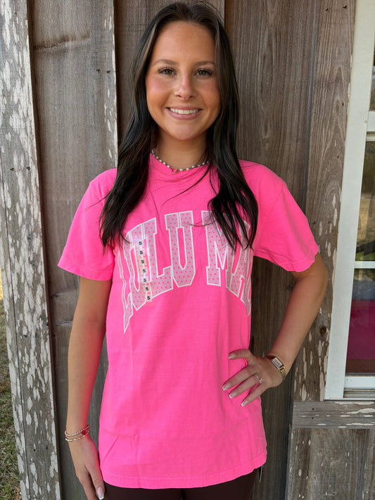 Lulu Mac Pink Polka Dot Adult Neon Pink Comfort Colors Tee Girlie Girl Originals