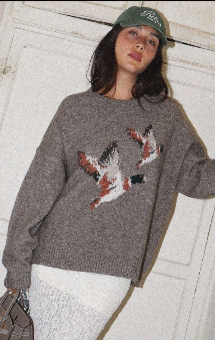 Mocha Flying Duck Knit Sweater bailey rose