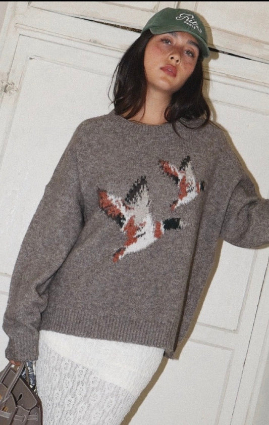 Mocha Flying Duck Knit Sweater bailey rose