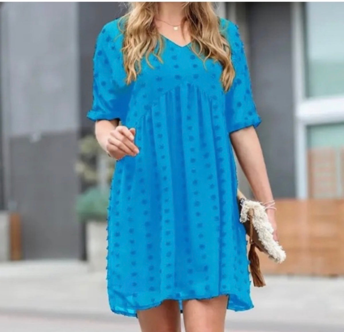 Zenana Plus Size Twist Dot V-neck Mini Dress zenana