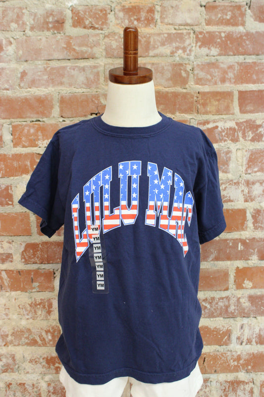 Lulu Mac Stars & Stripes Navy Youth Comfort Colors Tee Girlie Girl Originals