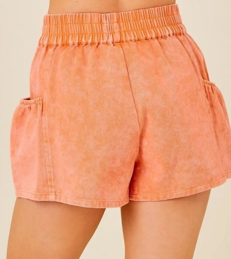 Day + Moon Mandarin Washed Stretchy Denim Shorts with Pockets day & moon